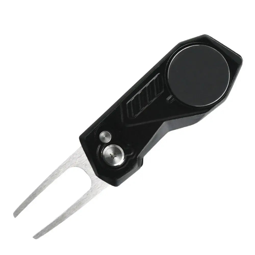 1 Pcs Multi Switchblade Golf Divot Repair Tool Ball Marker Aluminum Alloy Mini Golf Divot Tools Foldable Button Golf Green Fork