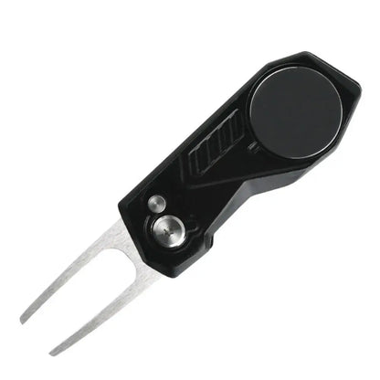 1 Pcs Multi Switchblade Golf Divot Repair Tool Ball Marker Aluminum Alloy Mini Golf Divot Tools Foldable Button Golf Green Fork